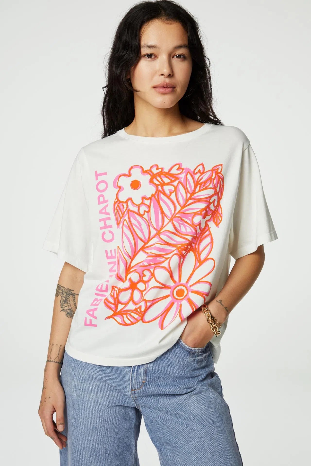 Fay bloom tshirt - White/Pink