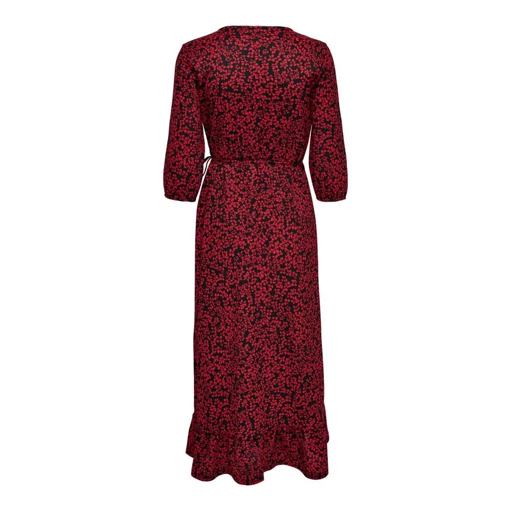 Ova midi wrap dress - Black/red