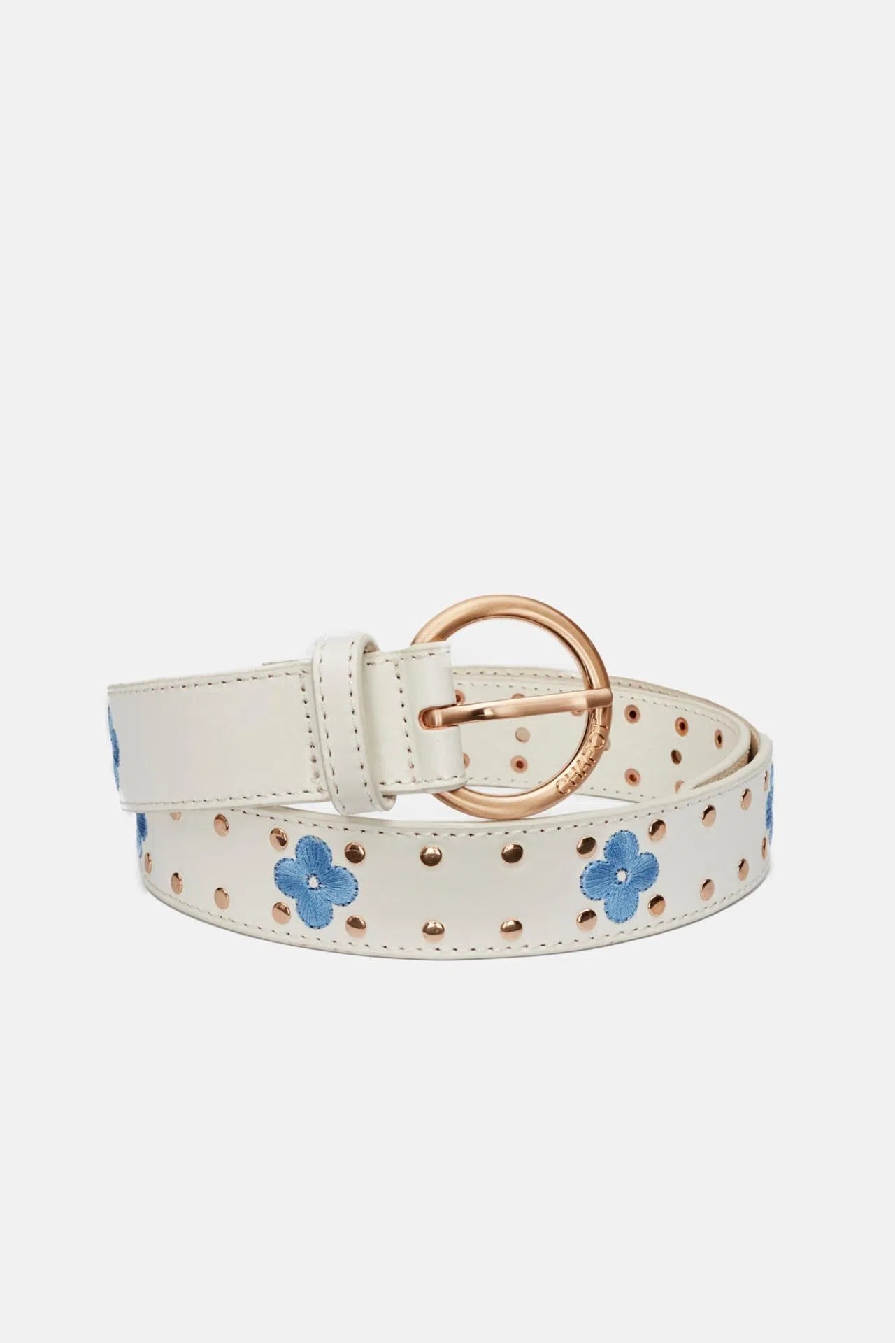 Fabienne Chapot Treboli studded belt - Cream White / RIad Blue